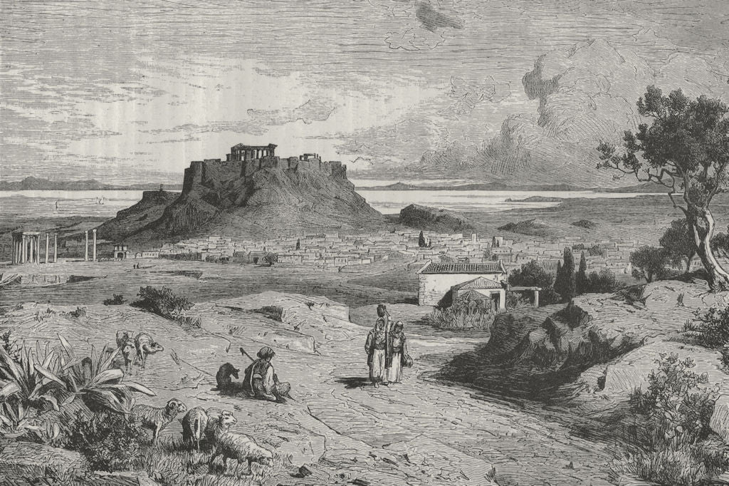 ATHENS. Modern Athens 1882 old antique vintage print picture